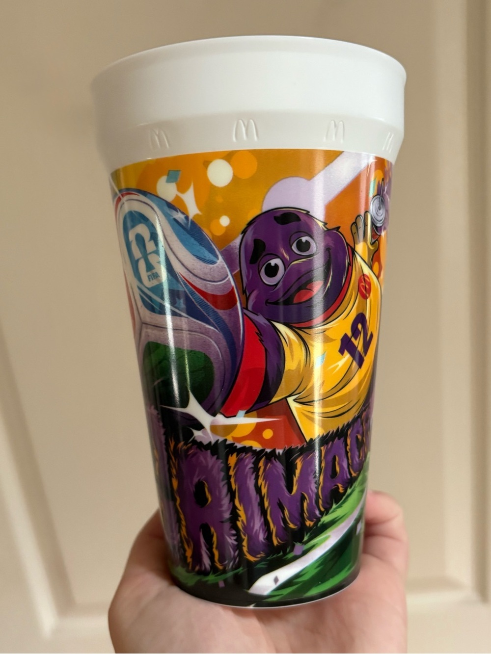 McDonald's Purple Grimace FIFA World Cup Soccer Graphic Plastic Cup